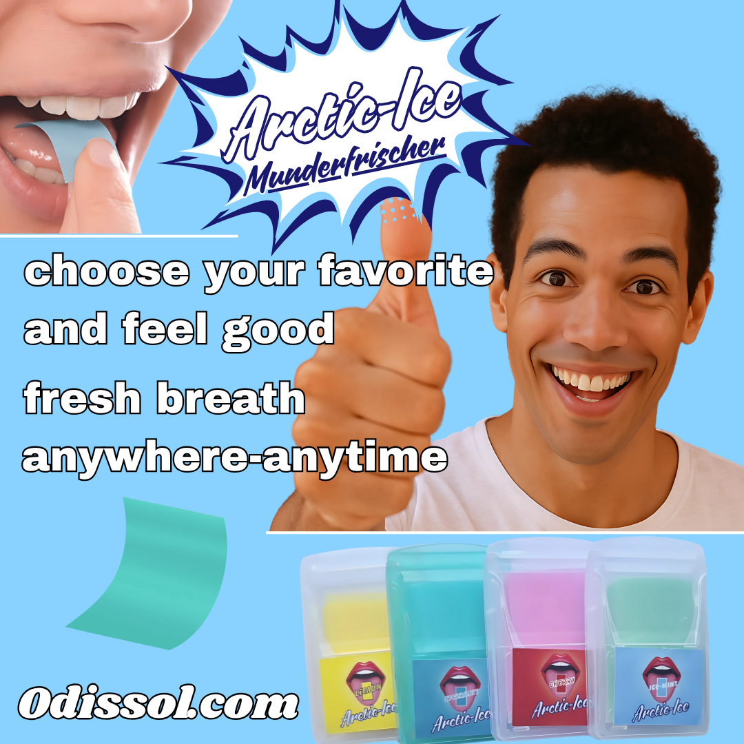 Schlechter Atem oder Arctic-Ice und Frischer Atem mit einem Lächeln